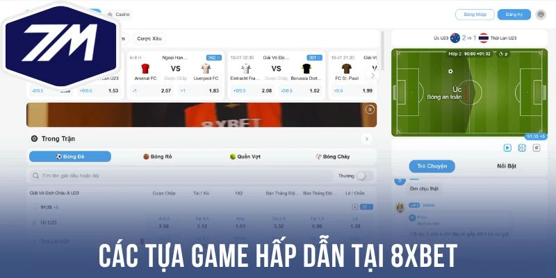 Các tựa game hấp dẫn tại 8Xbet 