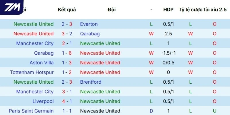 Điểm rơi phong độ Newcastle United trước trận